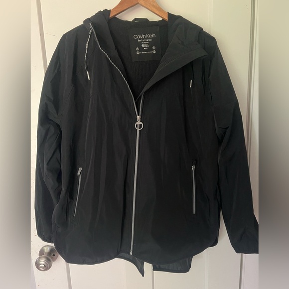 Calvin Klein performance jacket xl black hood rain windbreaker - Picture 1 of 5